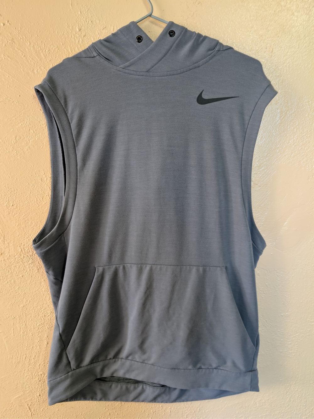 Nike Men's Dri-FIT Touch Sleeveless Training Hoodie Gray Gym Vest Size M